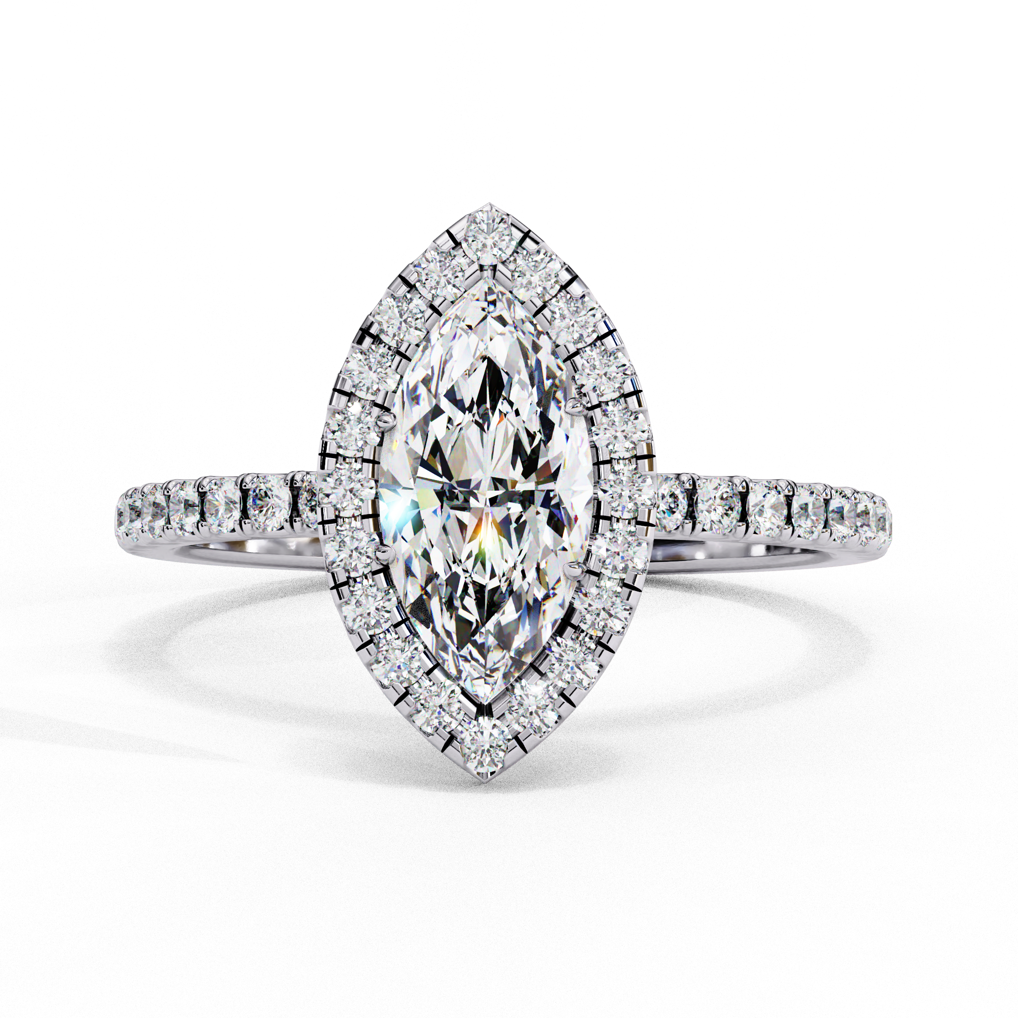 Marquise Solitaire Ring with Halo