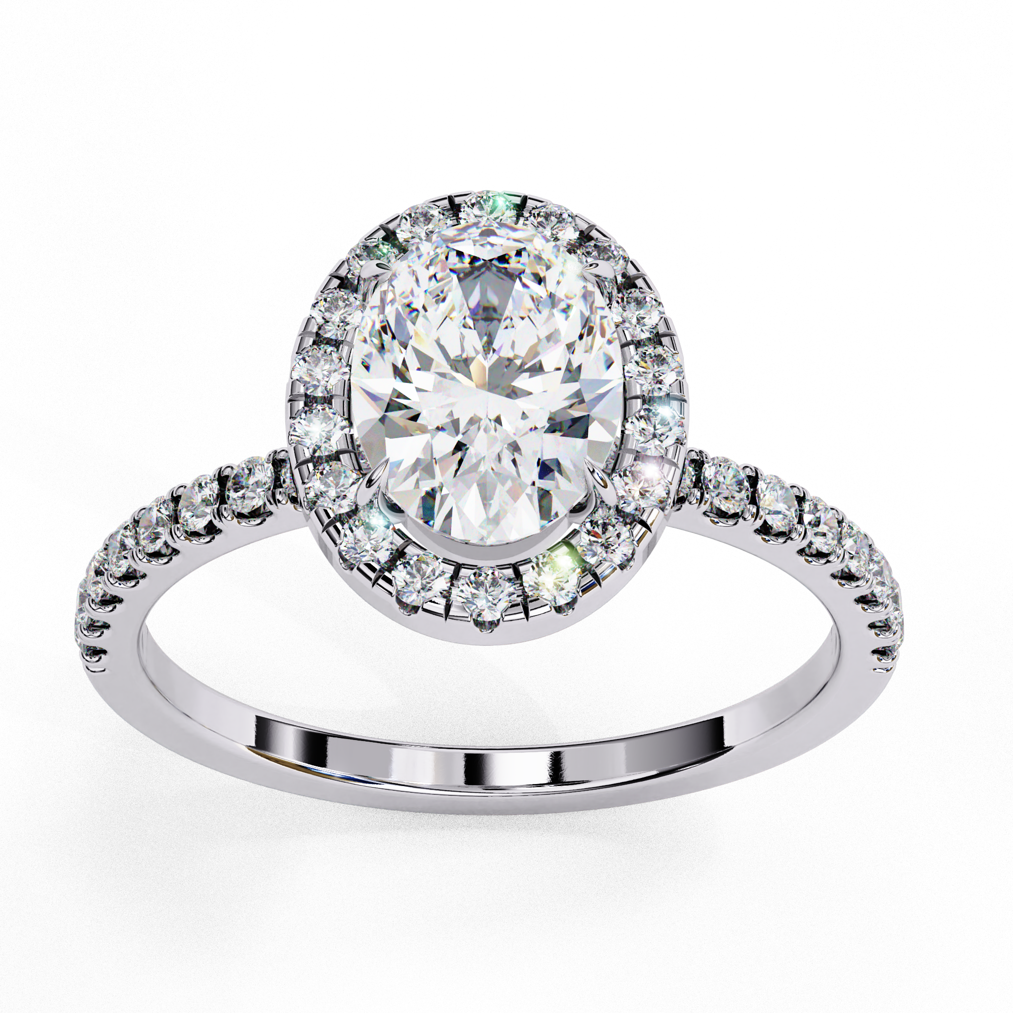 Oval Solitaire Ring with Halo