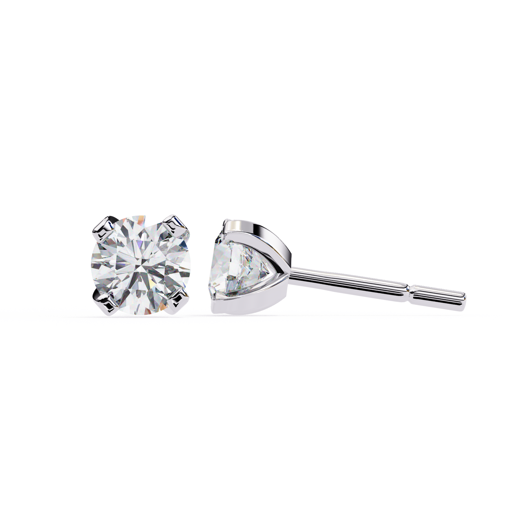 Classic Round Diamond Four Prong Stud Earrings (F/G VS+)