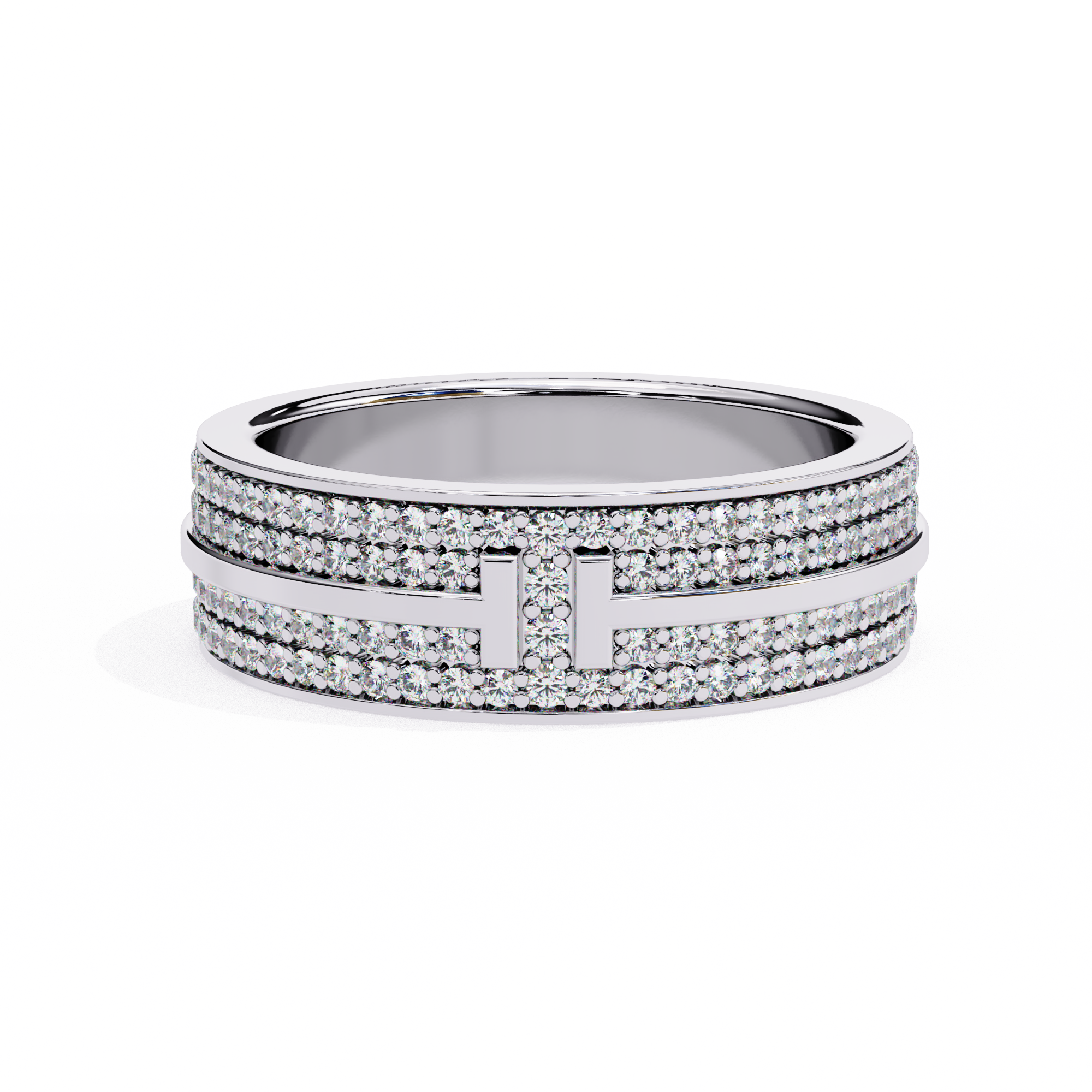 Luxe Geometric T Pave Band