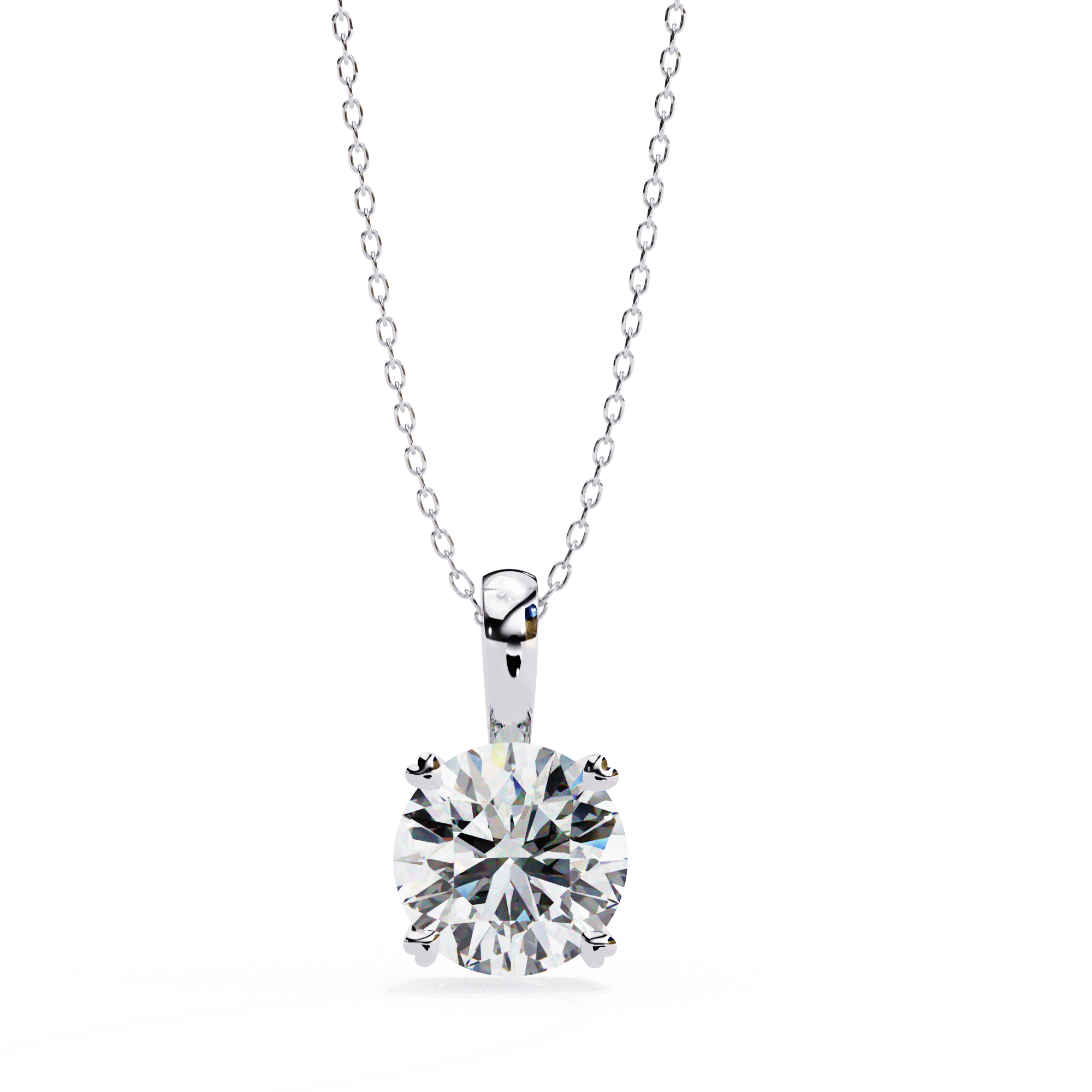 Classic 4 Prong Basket Round Lab Created Diamond Solitaire Necklace