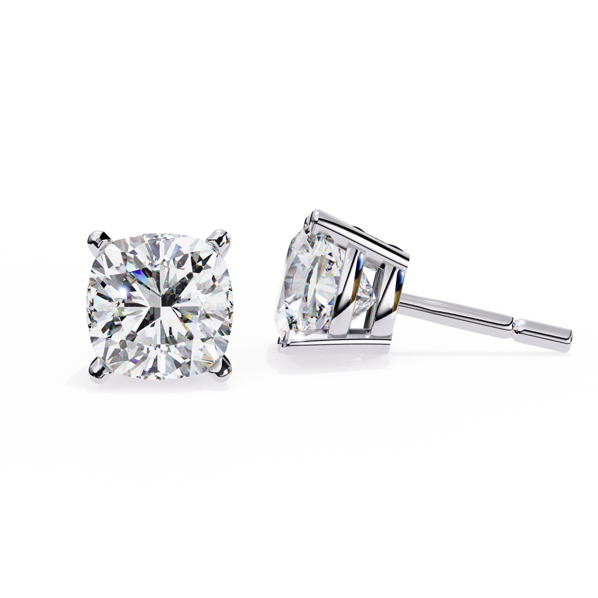 Classic Cushion Diamond Four Prong Stud Earrings (F/G VS+)