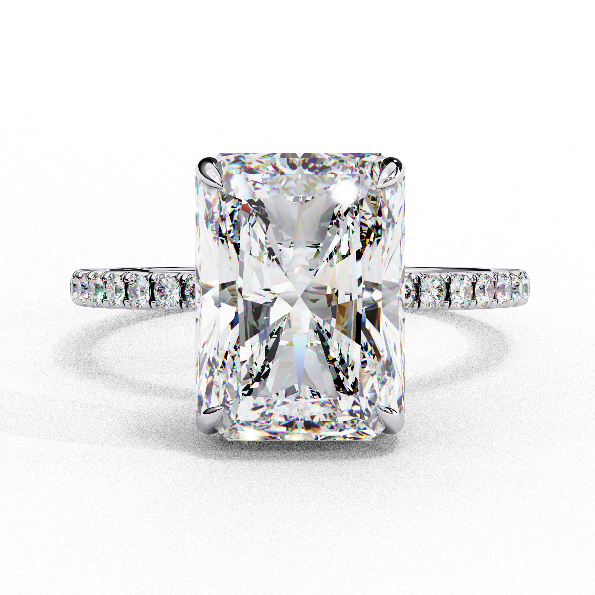 Radiant Solitaire Ring with Hidden Halo