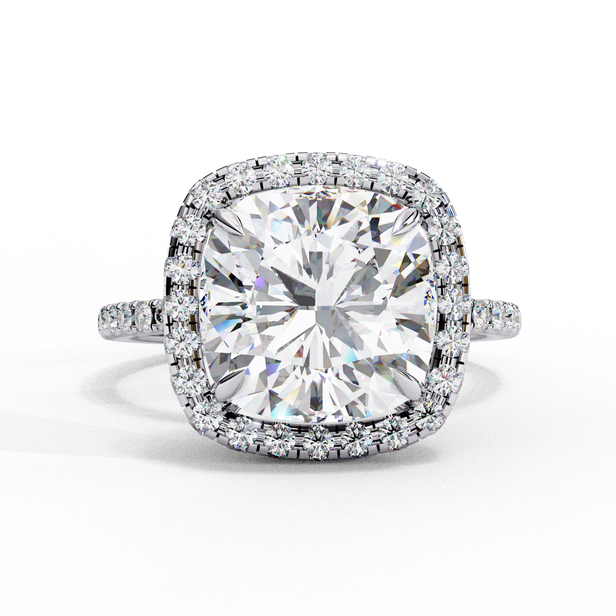 Square Cusion Solitaire Ring with Halo