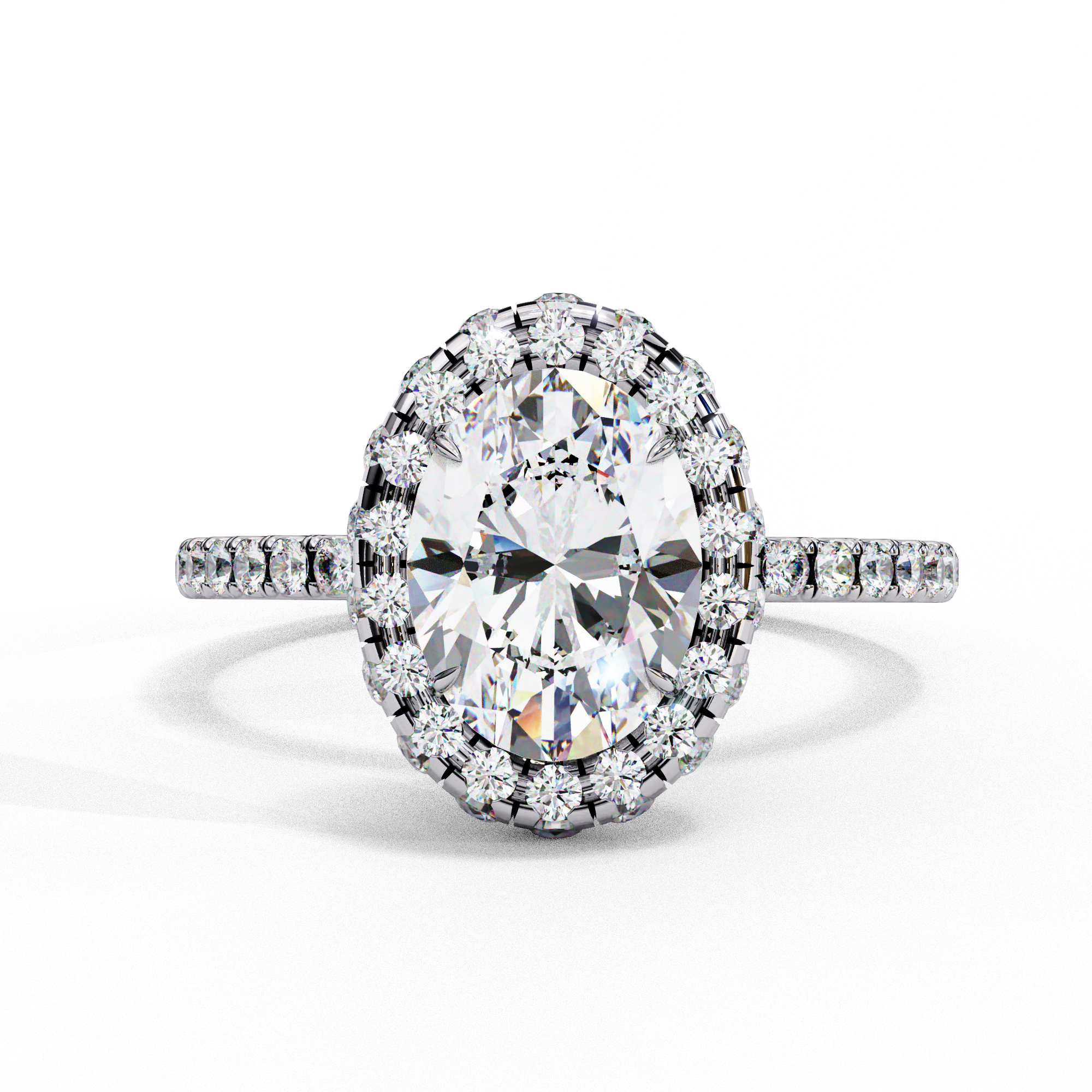 Oval Solitaire Ring with Crown Halo