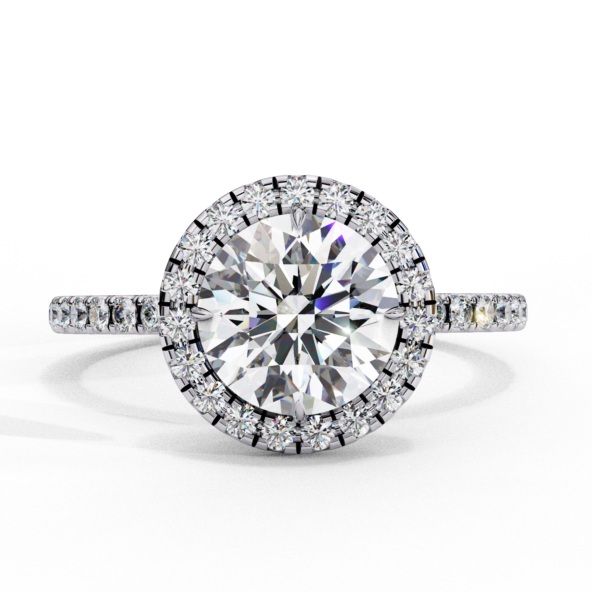 Round Solitaire Ring with Crown Halo