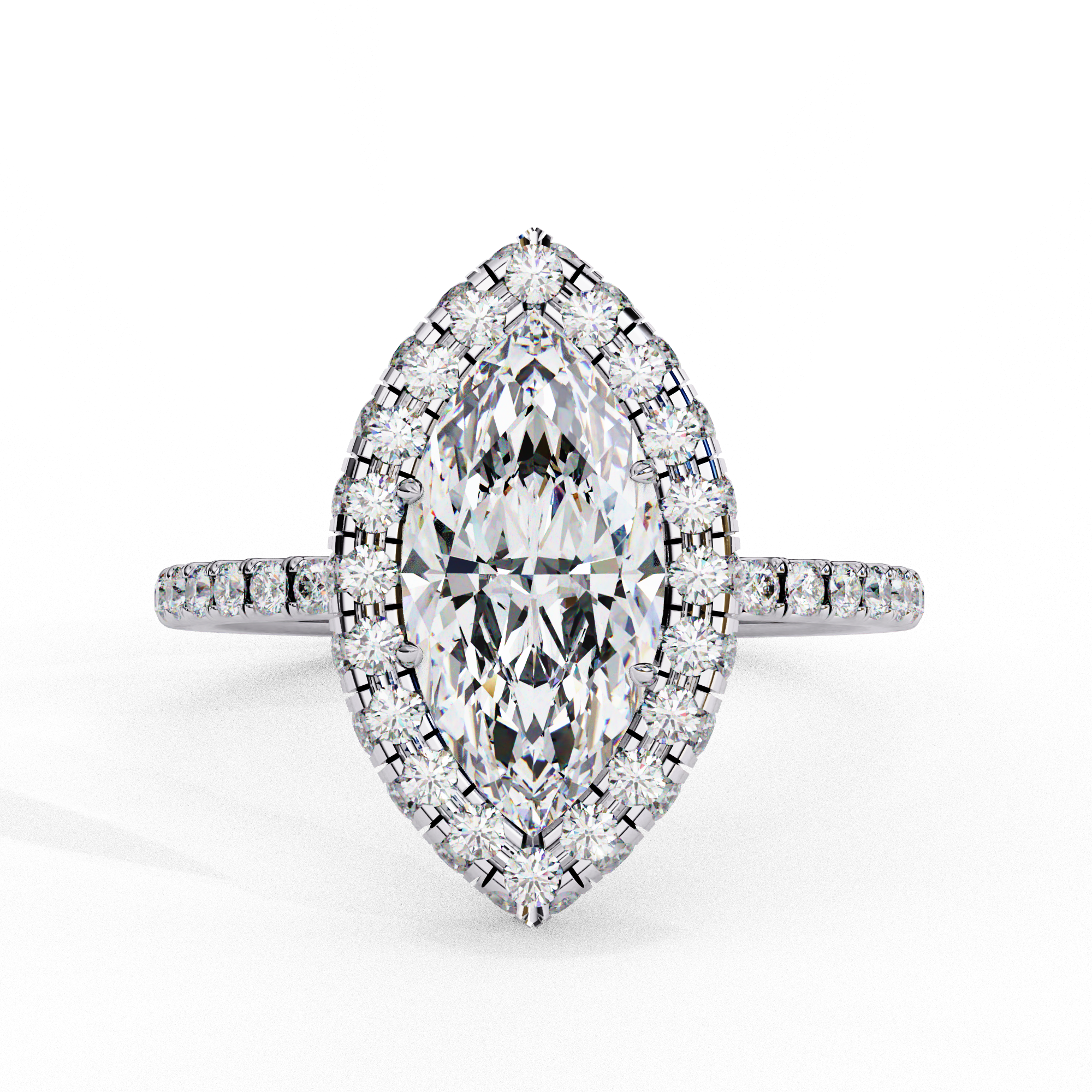 Marquise Solitaire Ring with Crown Halo