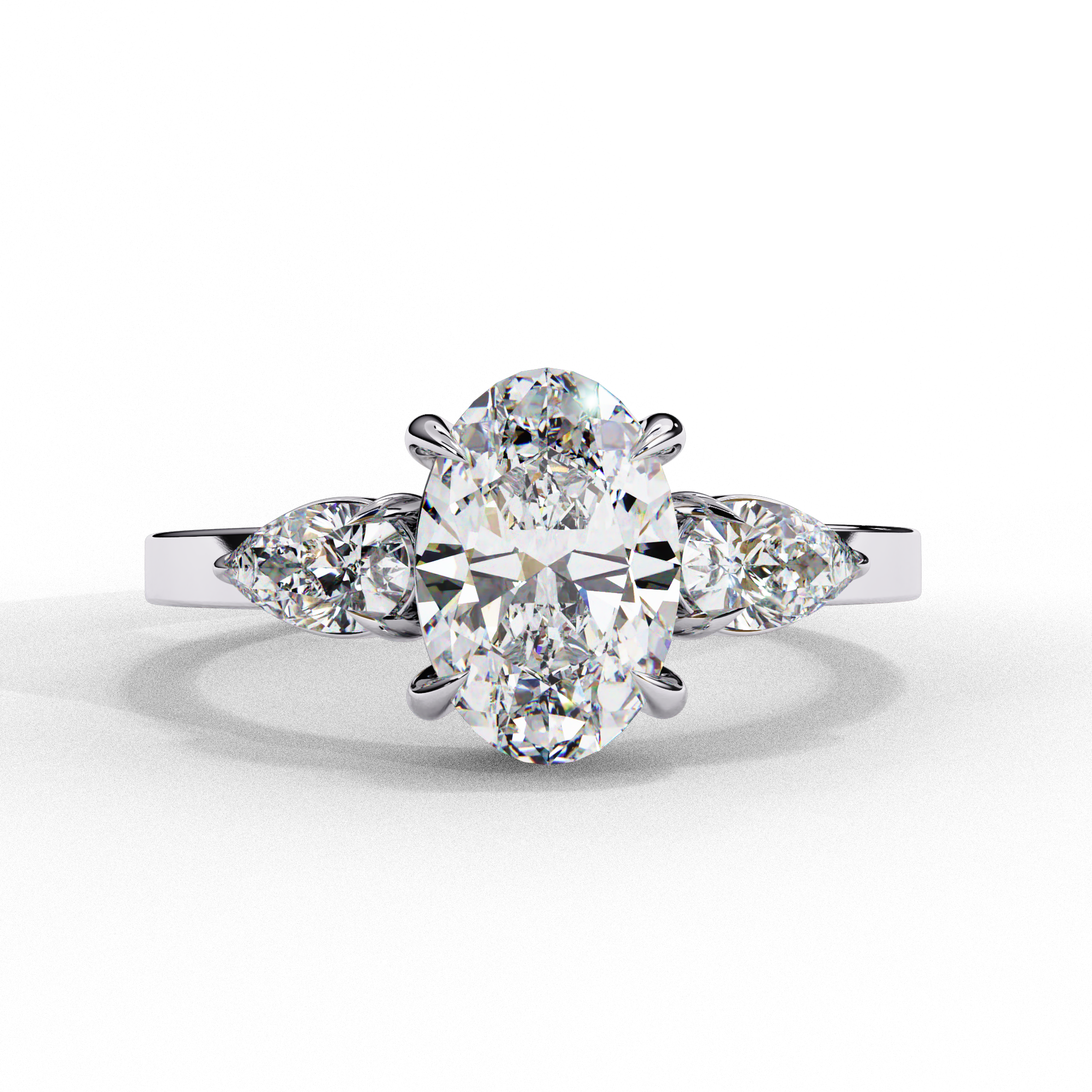 Luminous Cascade Oval Cut Solitaire Ring