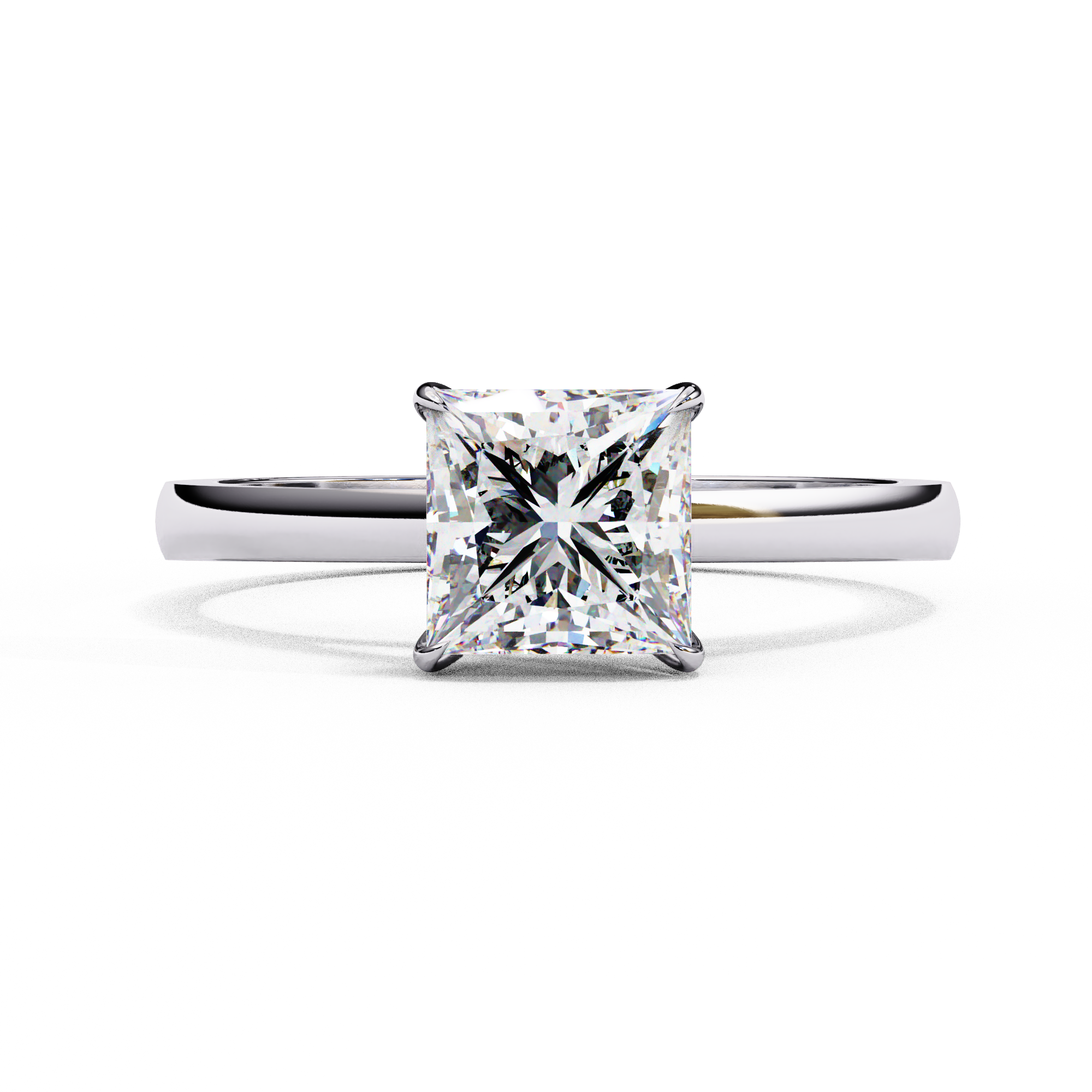 Classic Princess Cut Pave Solitaire Ring